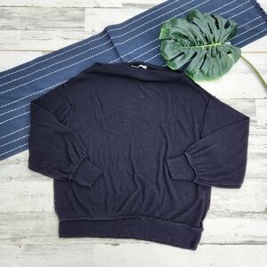 Free People We The Free Ribbed Knit Long Sleeve Top Black Size Small